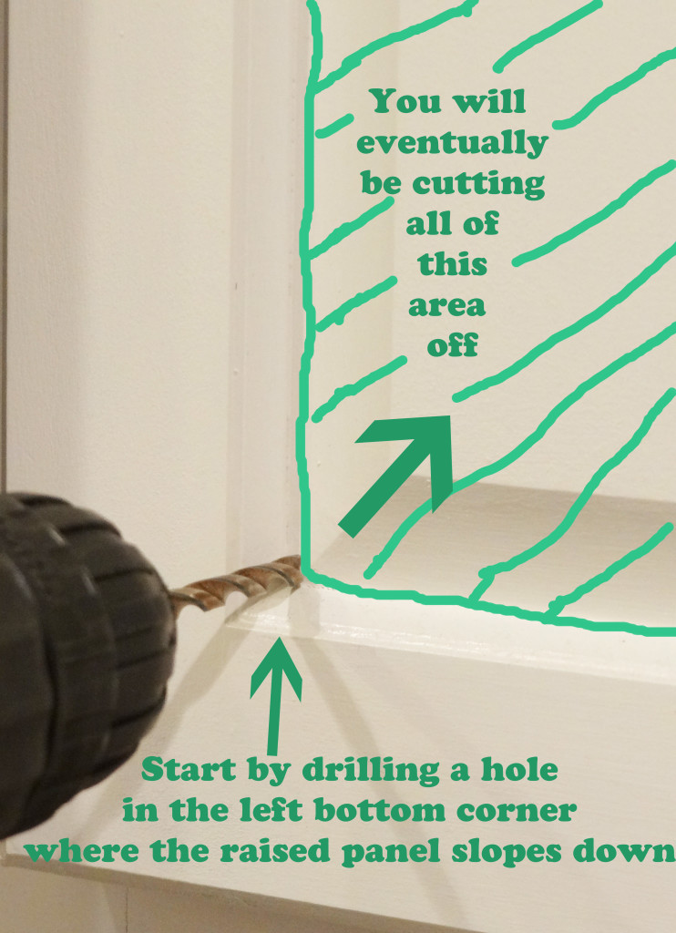 Drilling hole to put glass in cabinet door