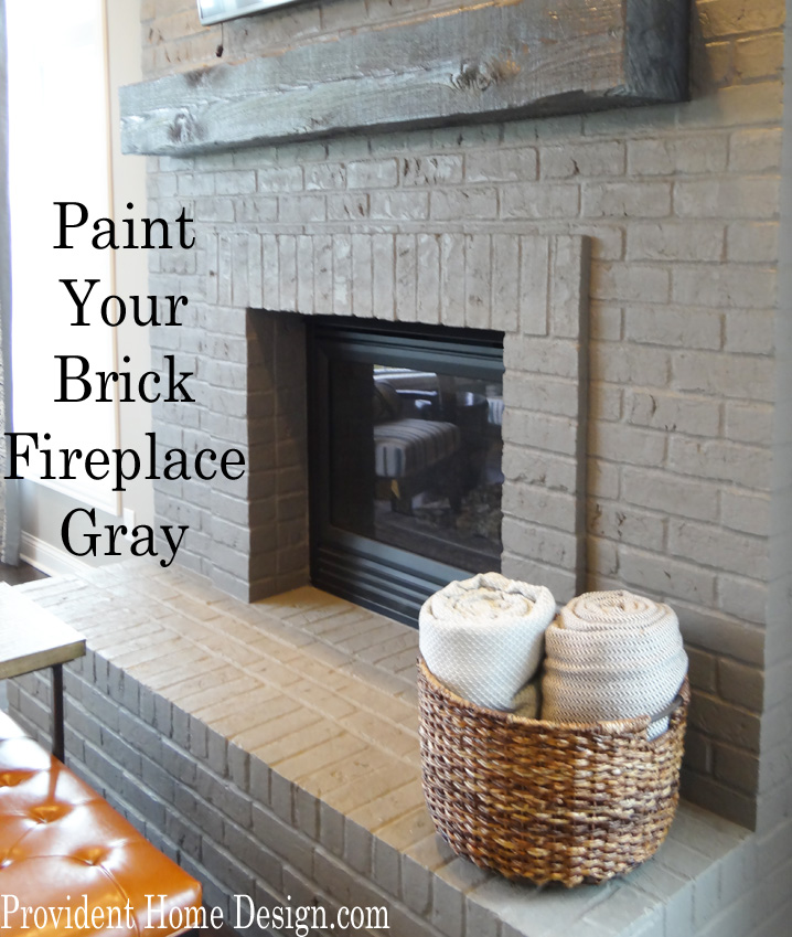 Gray Painted Brick Fireplace