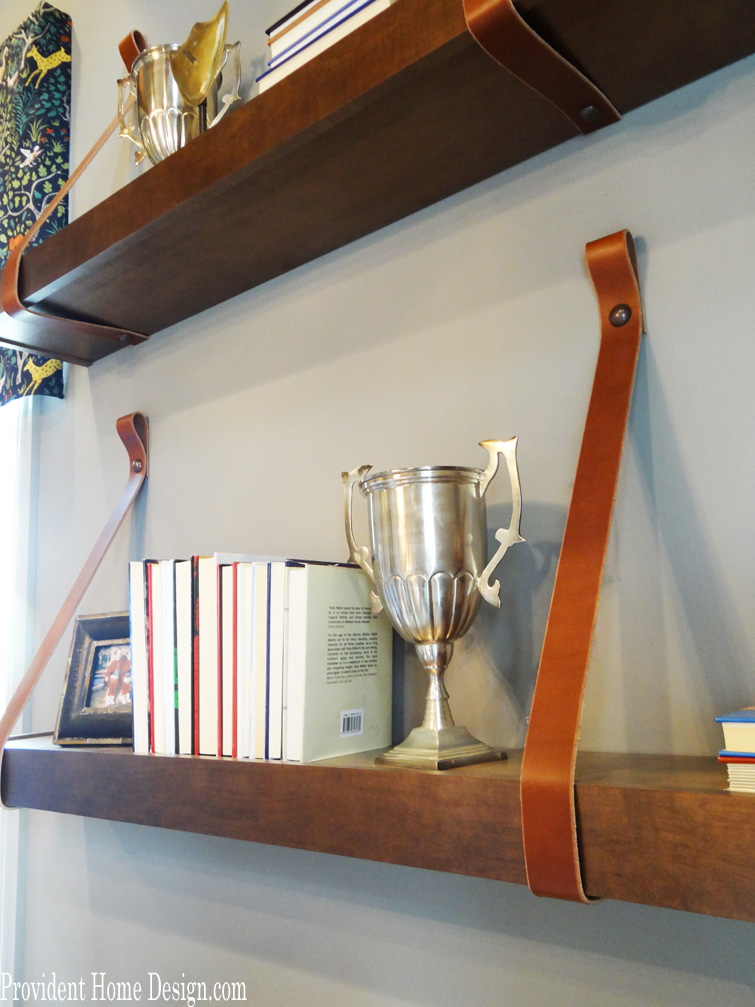 leather strapped shelf