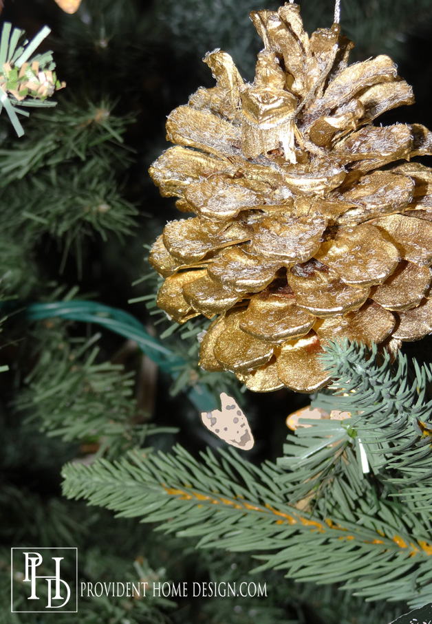 DIY Gold Glitter Pine Cone Ornament
