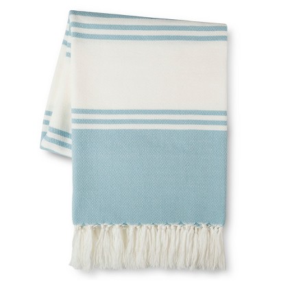 Blue and White Striped Blanket
