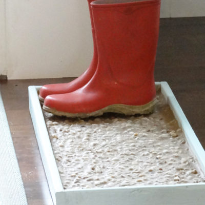 DIY Cobblestone Boot/Shoe Tray